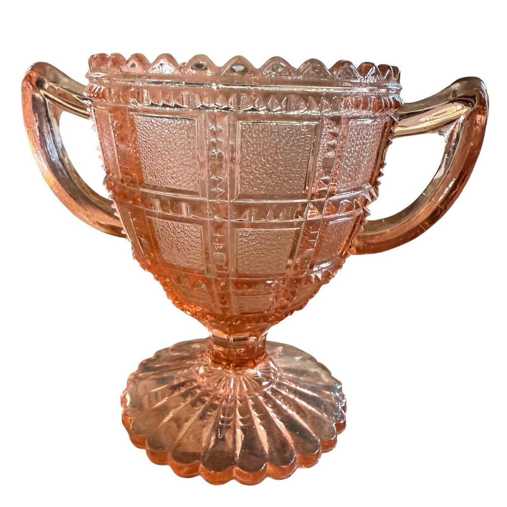 Depression Glass Sugar Beaded Block Imperial Glass Pink Circa 1930